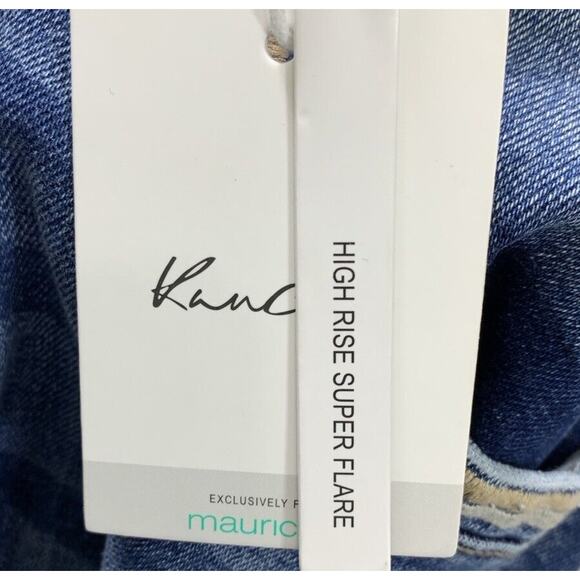 KanCan Jeans Womens 32 (36x34) Blue Super Flare High Rise Whiskered Stretch - Picture 4 of 14